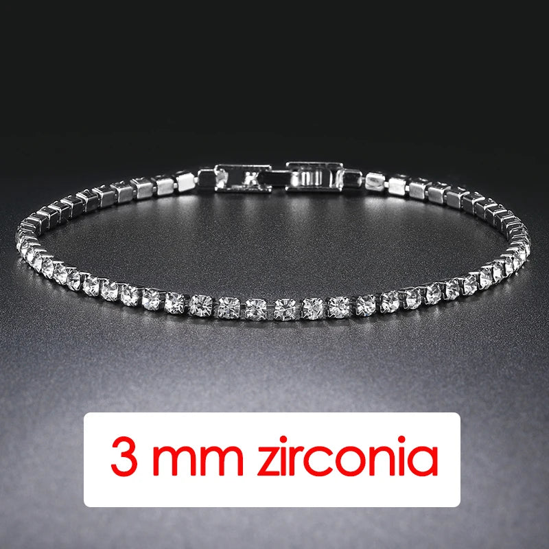 Hip Hop Iced Out 3/4/5mm Crystal Tennis Bracelet for Men Homme Trendy Punk Zirconia Men's Chain on The Hand Streetwear Jewelry