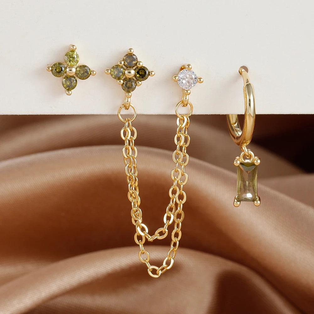 Exquisite Stainless Steel 12 Constellation Birthstone Earrings Set for Woman Cartilage Piercing Earrings Fashion Jewelry