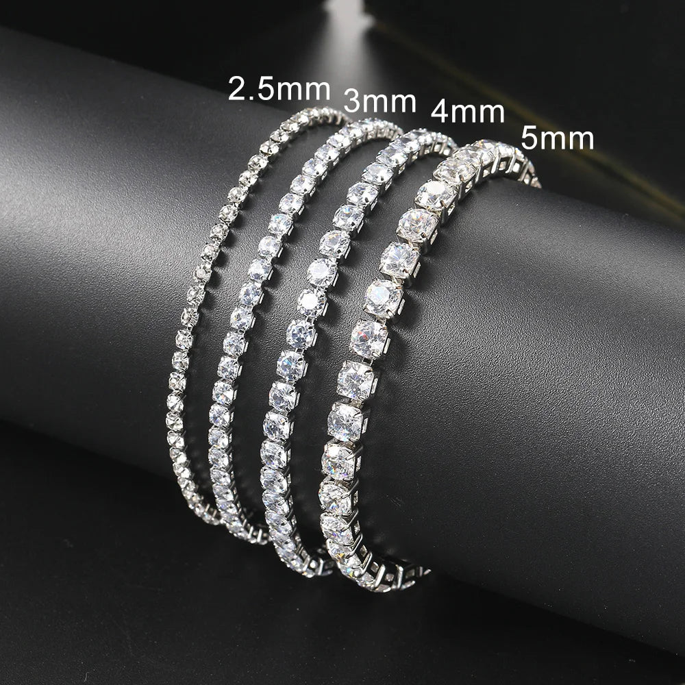 Hip Hop Iced Out 3/4/5mm Crystal Tennis Bracelet for Men Homme Trendy Punk Zirconia Men's Chain on The Hand Streetwear Jewelry