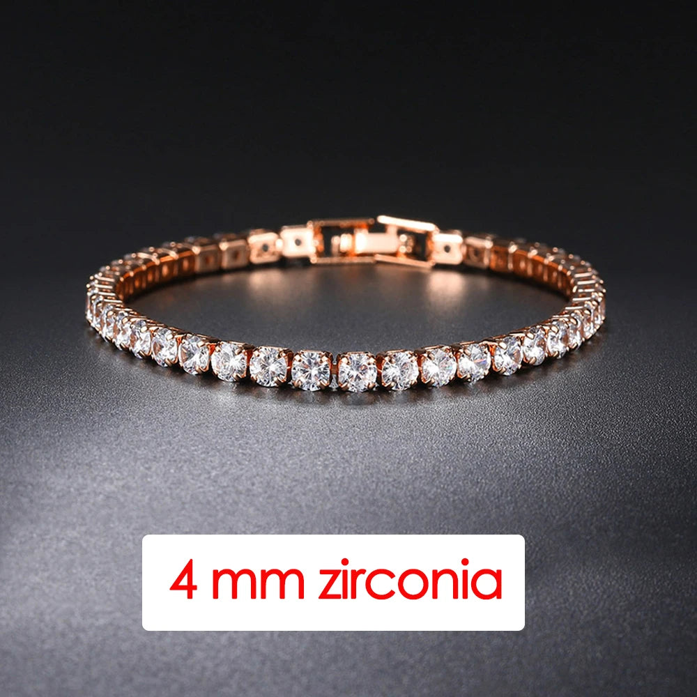 Hip Hop Iced Out 3/4/5mm Crystal Tennis Bracelet for Men Homme Trendy Punk Zirconia Men's Chain on The Hand Streetwear Jewelry