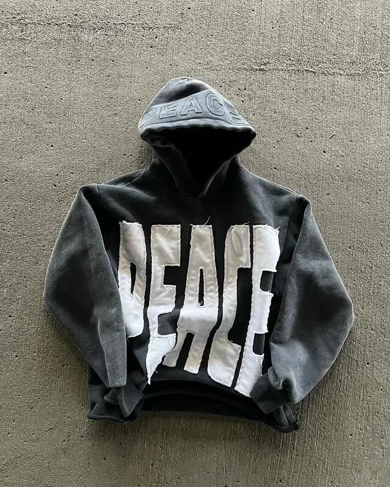 Zip Up Hoodie Hip Hop New Fashion Patch Oversized Hoodie Men Women Loose Casual