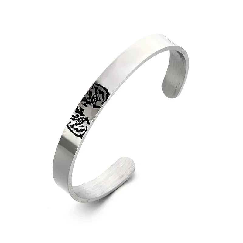 Retro Tibetan Six-Character Mantra Bracelet Scripture Lotus Opening Silver Plated Bracelet Twisted Line Men's