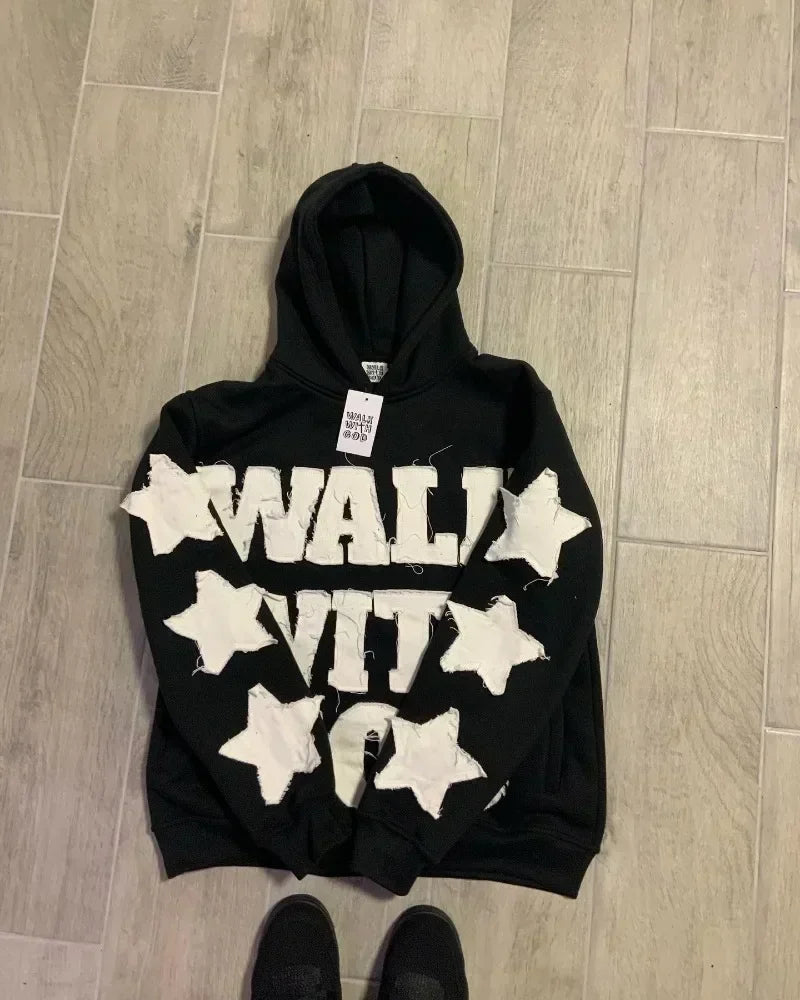 Zip Up Hoodie Hip Hop New Fashion Patch Oversized Hoodie Men Women Loose Casual