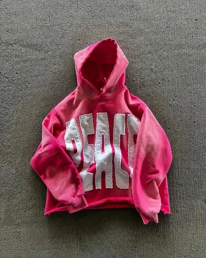 Zip Up Hoodie Hip Hop New Fashion Patch Oversized Hoodie Men Women Loose Casual