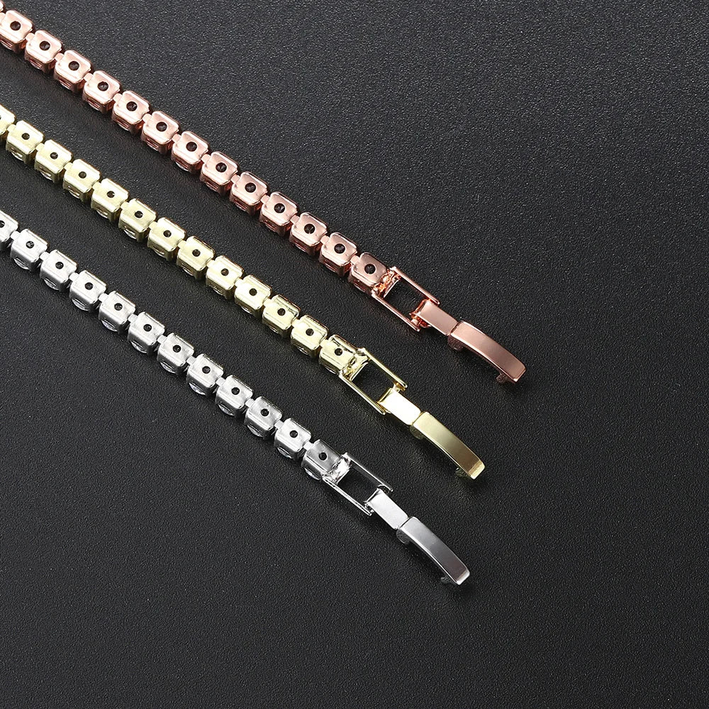 Hip Hop Iced Out 3/4/5mm Crystal Tennis Bracelet for Men Homme Trendy Punk Zirconia Men's Chain on The Hand Streetwear Jewelry
