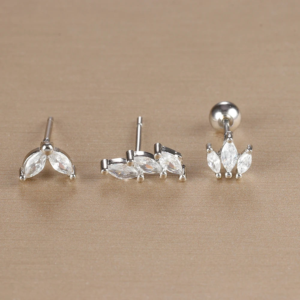 Stainless Steel Gold Color Crown Stud Earring Set For Women 14K Gold Plated Crystal Zircon Unique Horse Eye Earring Jewelry