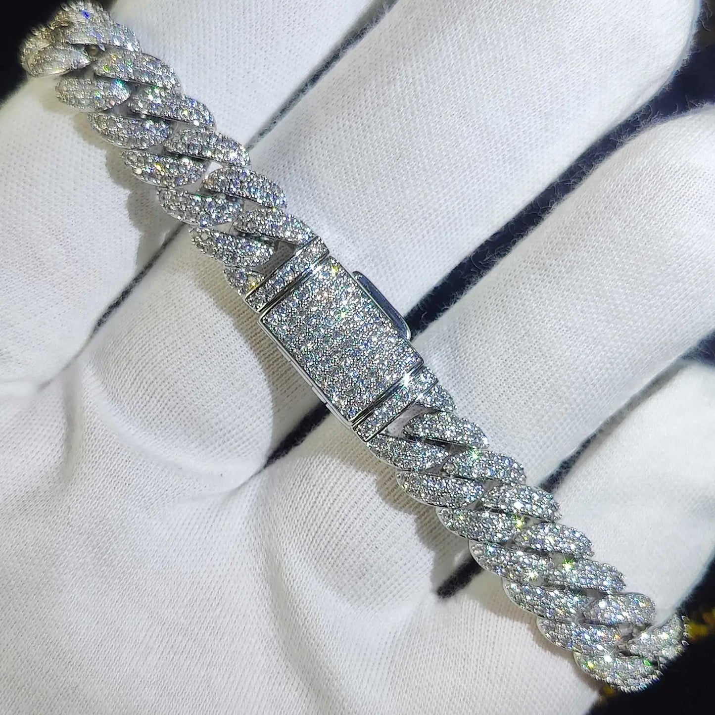 Luxury Jewelry Bling CZ Cuban Link Bracelet Two Row Zircon Copper Miami Cuban Bracelet Iced Out Hip Hop Men Women