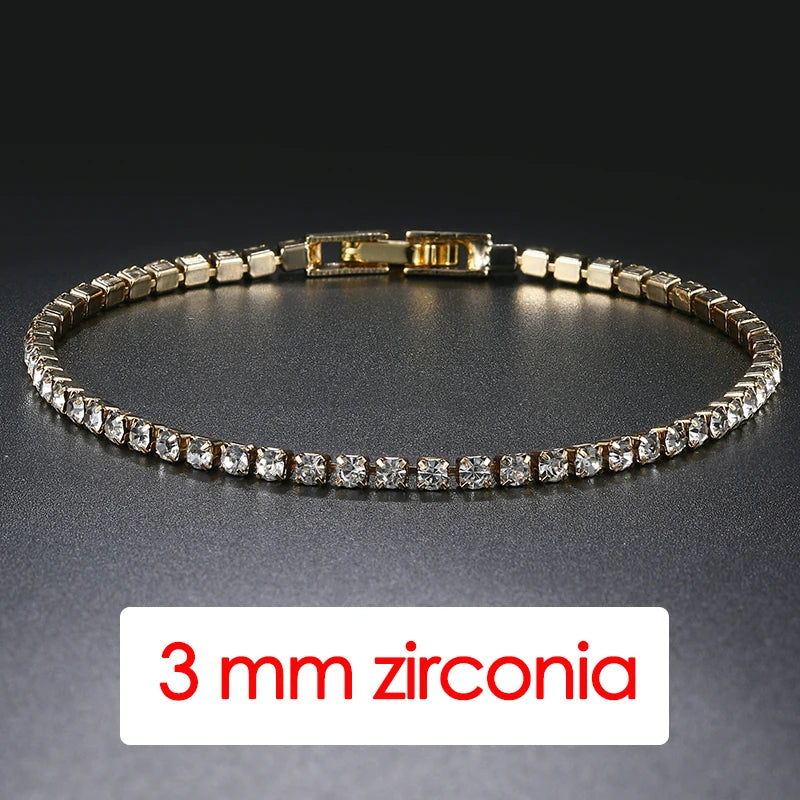 Hip Hop Iced Out 3/4/5mm Crystal Tennis Bracelet for Men Homme Trendy Punk Zirconia Men's Chain on The Hand Streetwear Jewelry