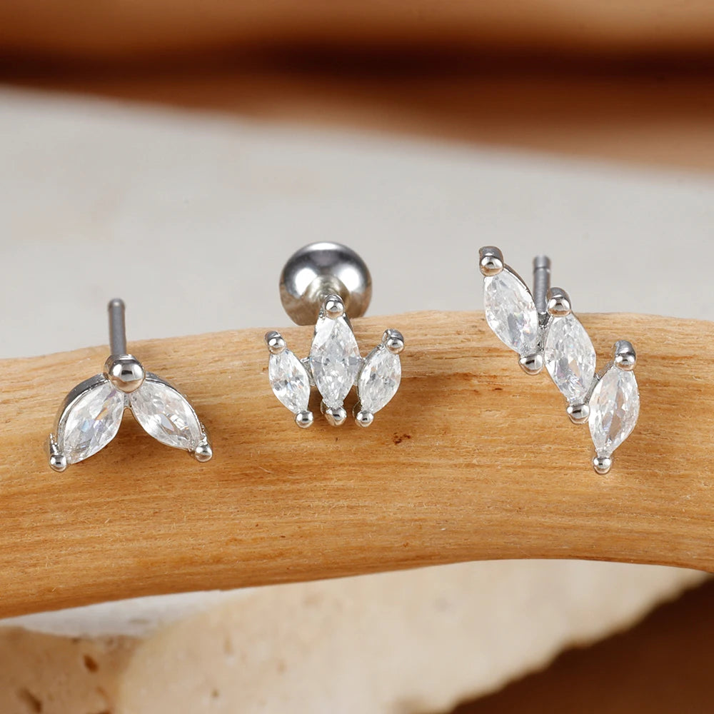 Stainless Steel Gold Color Crown Stud Earring Set For Women 14K Gold Plated Crystal Zircon Unique Horse Eye Earring Jewelry