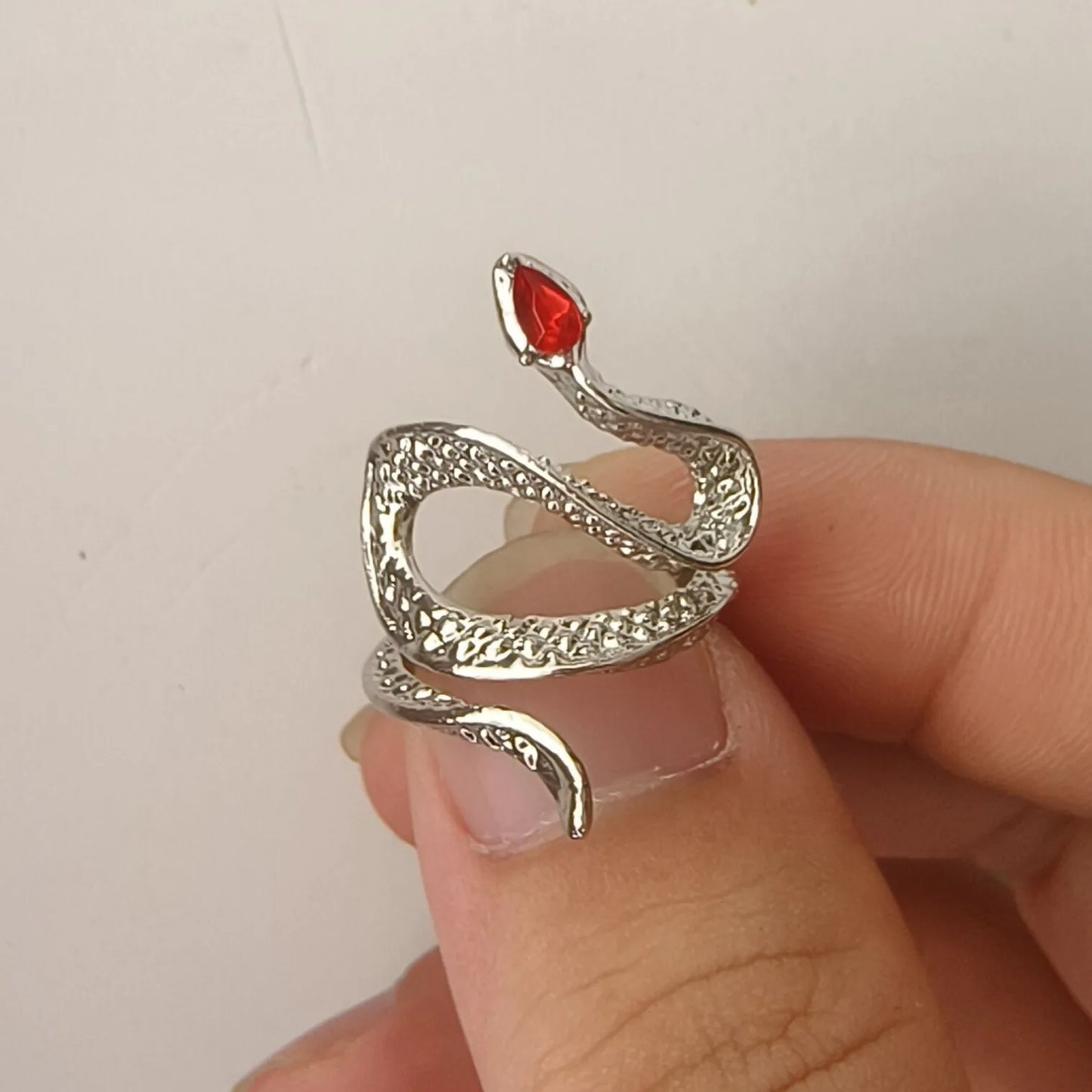 Punk Rhinestones Open Snake Ring Adjustable Animal Rings Reptile for Men Women Fashion Gothic Boy Girl Birthday Jewelry Gifts