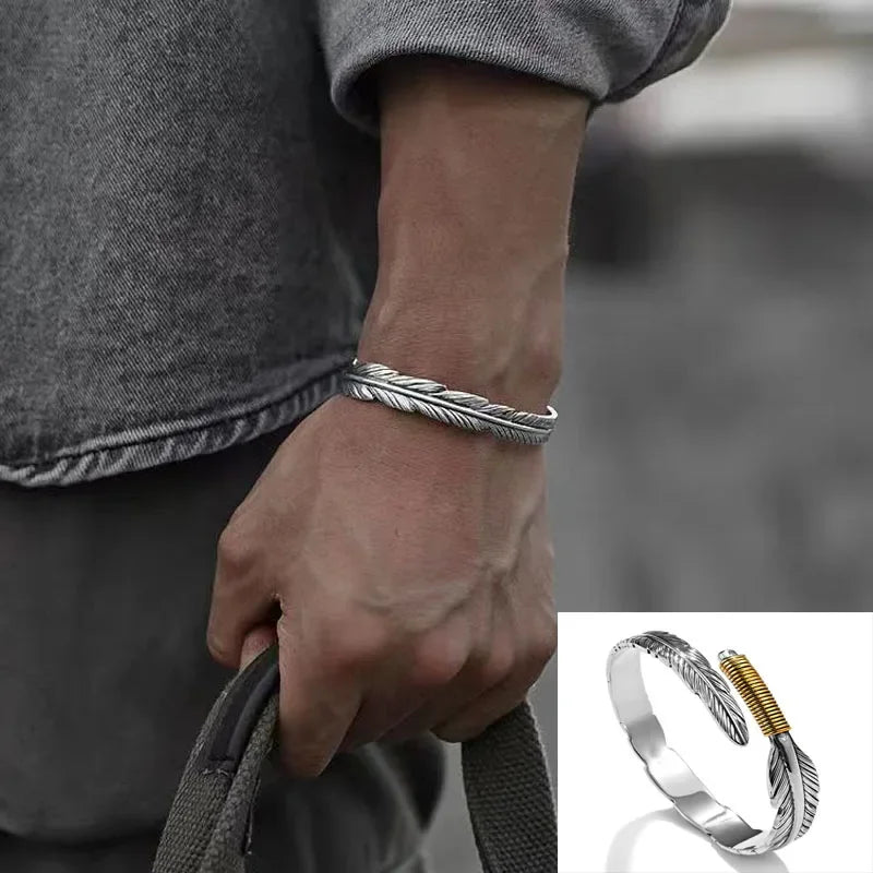 Retro Tibetan Six-Character Mantra Bracelet Scripture Lotus Opening Silver Plated Bracelet Twisted Line Men's