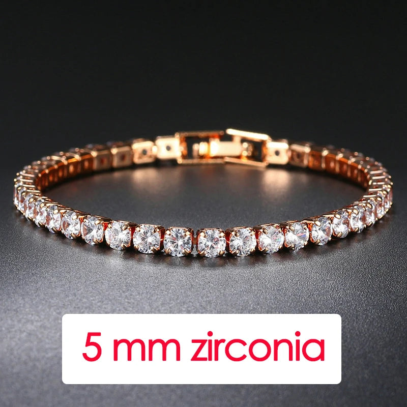 Hip Hop Iced Out 3/4/5mm Crystal Tennis Bracelet for Men Homme Trendy Punk Zirconia Men's Chain on The Hand Streetwear Jewelry