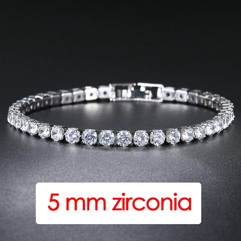 Hip Hop Iced Out 3/4/5mm Crystal Tennis Bracelet for Men Homme Trendy Punk Zirconia Men's Chain on The Hand Streetwear Jewelry