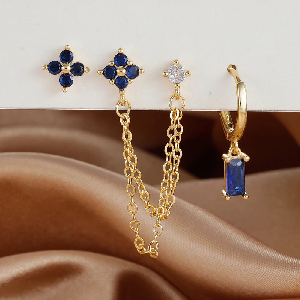 Exquisite Stainless Steel 12 Constellation Birthstone Earrings Set for Woman Cartilage Piercing Earrings Fashion Jewelry