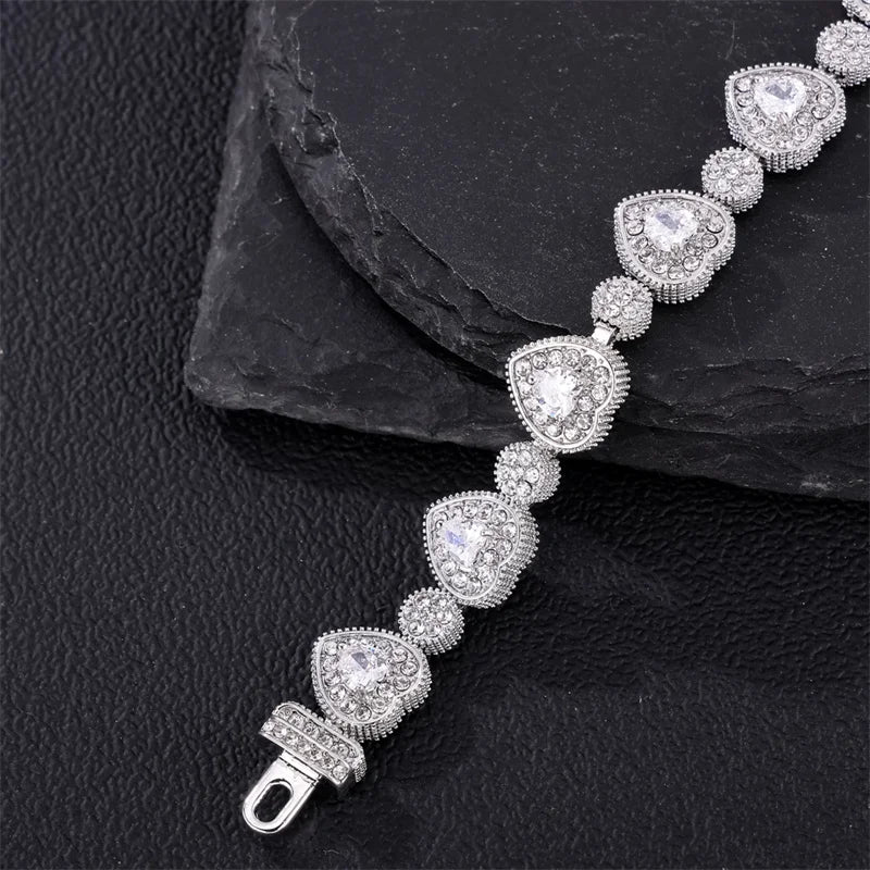 Hip Hop AAA Bling 12MM Miami Cuban Chain Iced Out Men's Bracelet Rhinestone Zircon Paved Bracelets For Men Women Jewelry