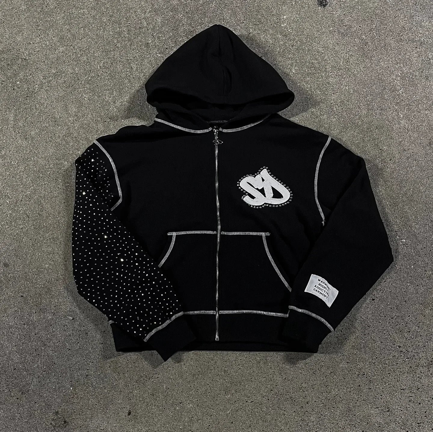 Streetwear Retro Men Embroidery Personalized Diamond Oversized Hoodie Men Women Harajuku Sweatshirt