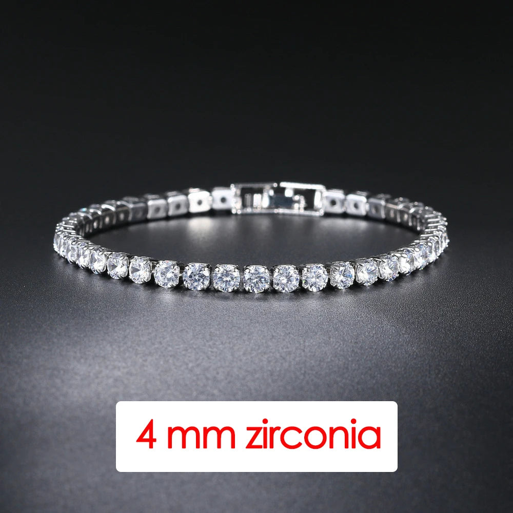 Hip Hop Iced Out 3/4/5mm Crystal Tennis Bracelet for Men Homme Trendy Punk Zirconia Men's Chain on The Hand Streetwear Jewelry