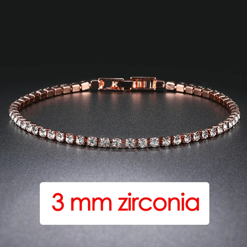 Hip Hop Iced Out 3/4/5mm Crystal Tennis Bracelet for Men Homme Trendy Punk Zirconia Men's Chain on The Hand Streetwear Jewelry