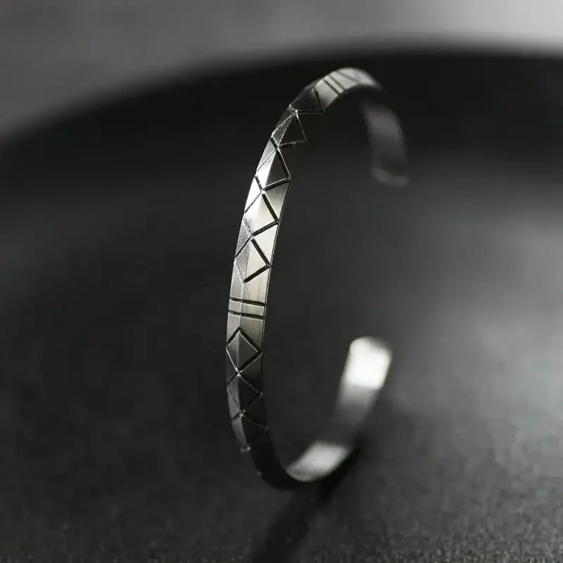 Retro Tibetan Six-Character Mantra Bracelet Scripture Lotus Opening Silver Plated Bracelet Twisted Line Men's