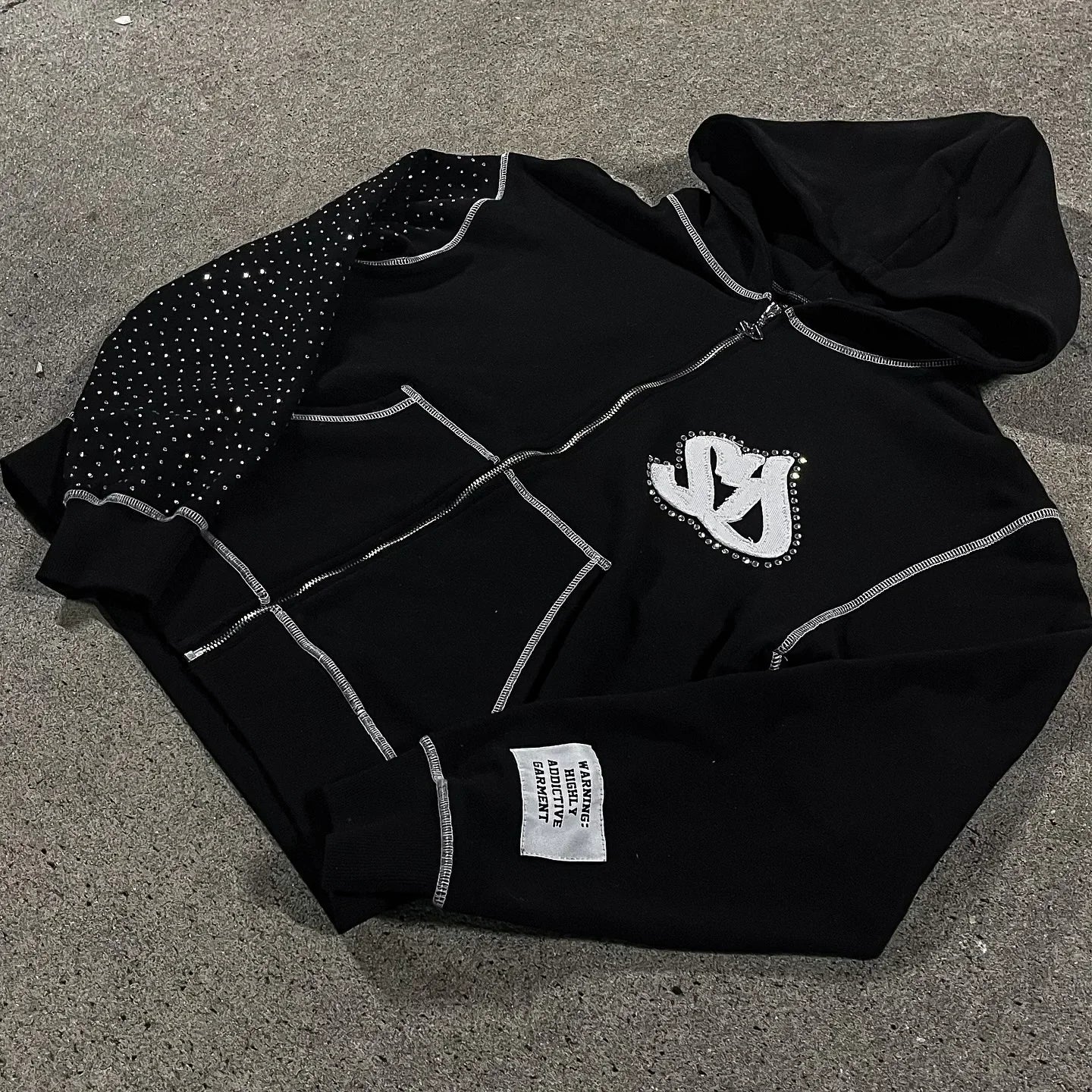 Streetwear Retro Men Embroidery Personalized Diamond Oversized Hoodie Men Women Harajuku Sweatshirt