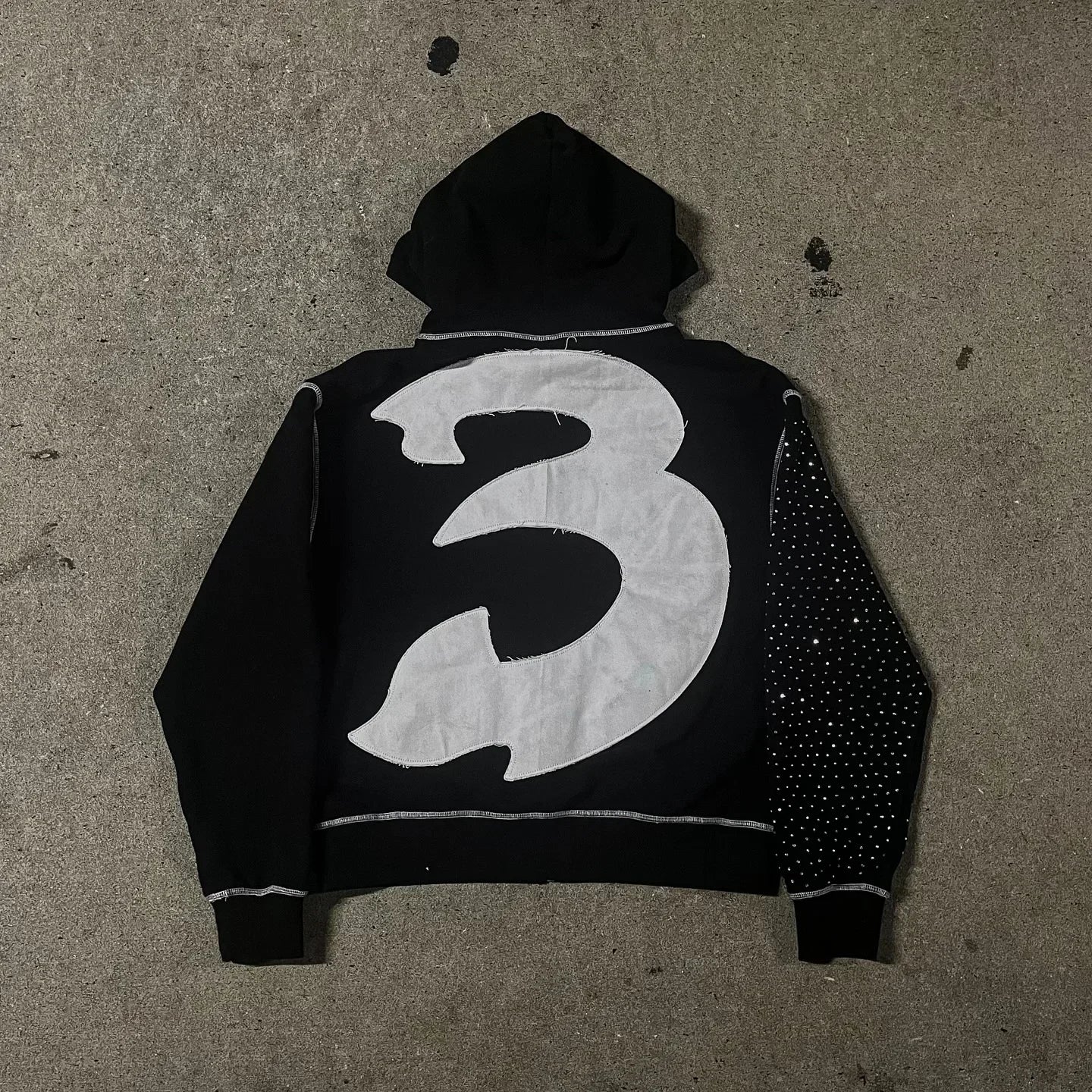 Streetwear Retro Men Embroidery Personalized Diamond Oversized Hoodie Men Women Harajuku Sweatshirt
